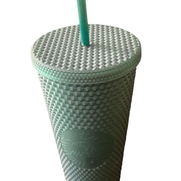 Pre Owned Starbucks 2022 Dark Green Studded Cold Cup Tumbler Must Have Addition - Picture 4 of 14